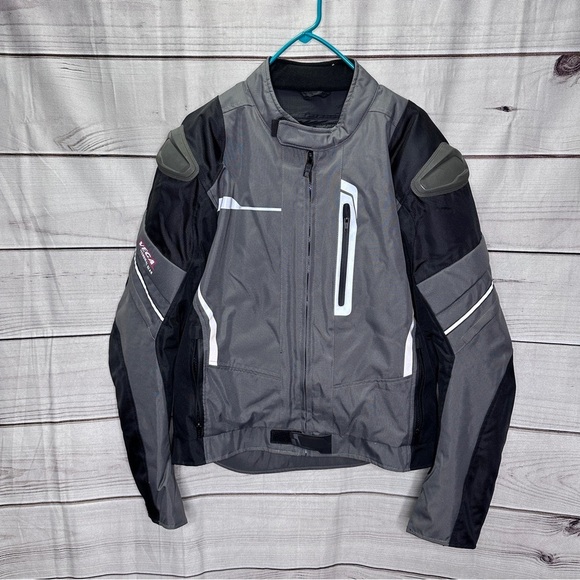 Vega Technical Gear Mens Jacket Gray Black Large Riding Motorcycle Full Zip Line - Picture 1 of 12